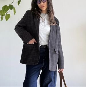 Rachel Zoe Navy Windowpane Blazer SZ.S NEW